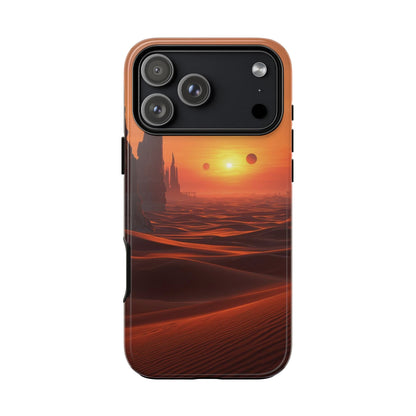 Twin Suns Desert World Sci-fi Phone Case - Orange Phone Case - iPhone 17 Pro Max / Glossy