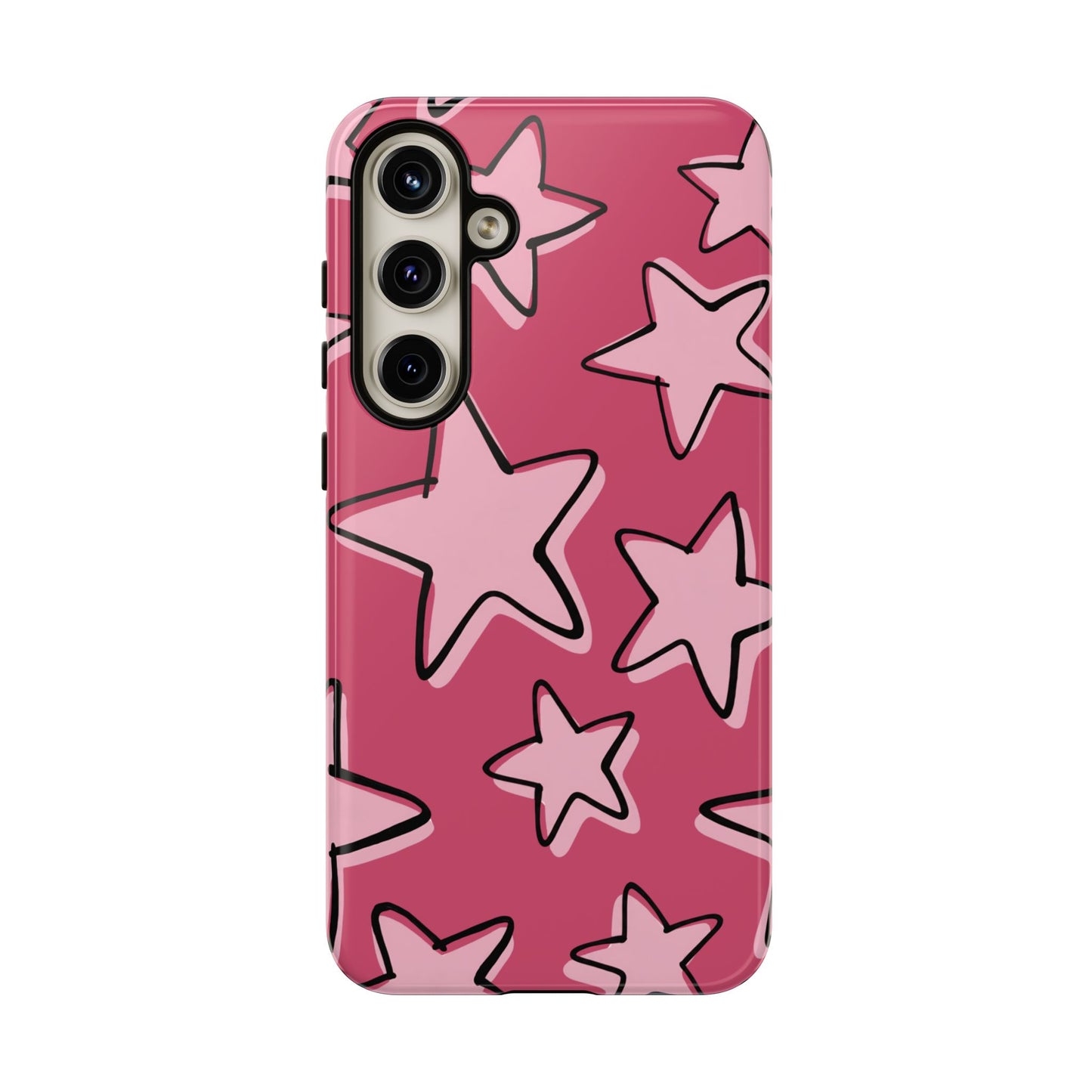 Raspberry Pink Doodle Star Phone Case
