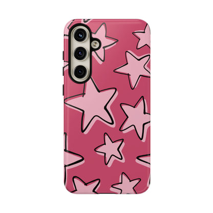 Raspberry Pink Doodle Star Phone Case