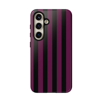 Trendy Plum & Black Stripe Pattern Phone Case - Purple Phone Case - Samsung Galaxy S24 / Glossy