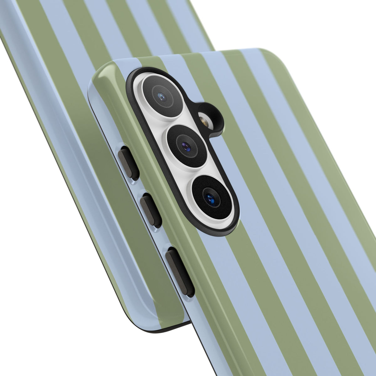 Trendy Ice Blue & Green Stripe Pattern Phone Case - Blue Phone Case