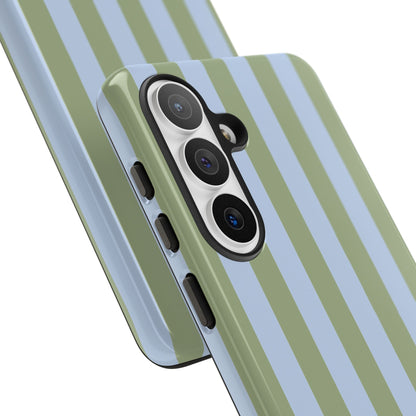 Trendy Ice Blue & Green Stripe Pattern Phone Case - Blue Phone Case