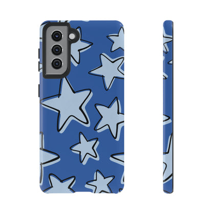 Cobalt Blue Doodle Star Phone Case