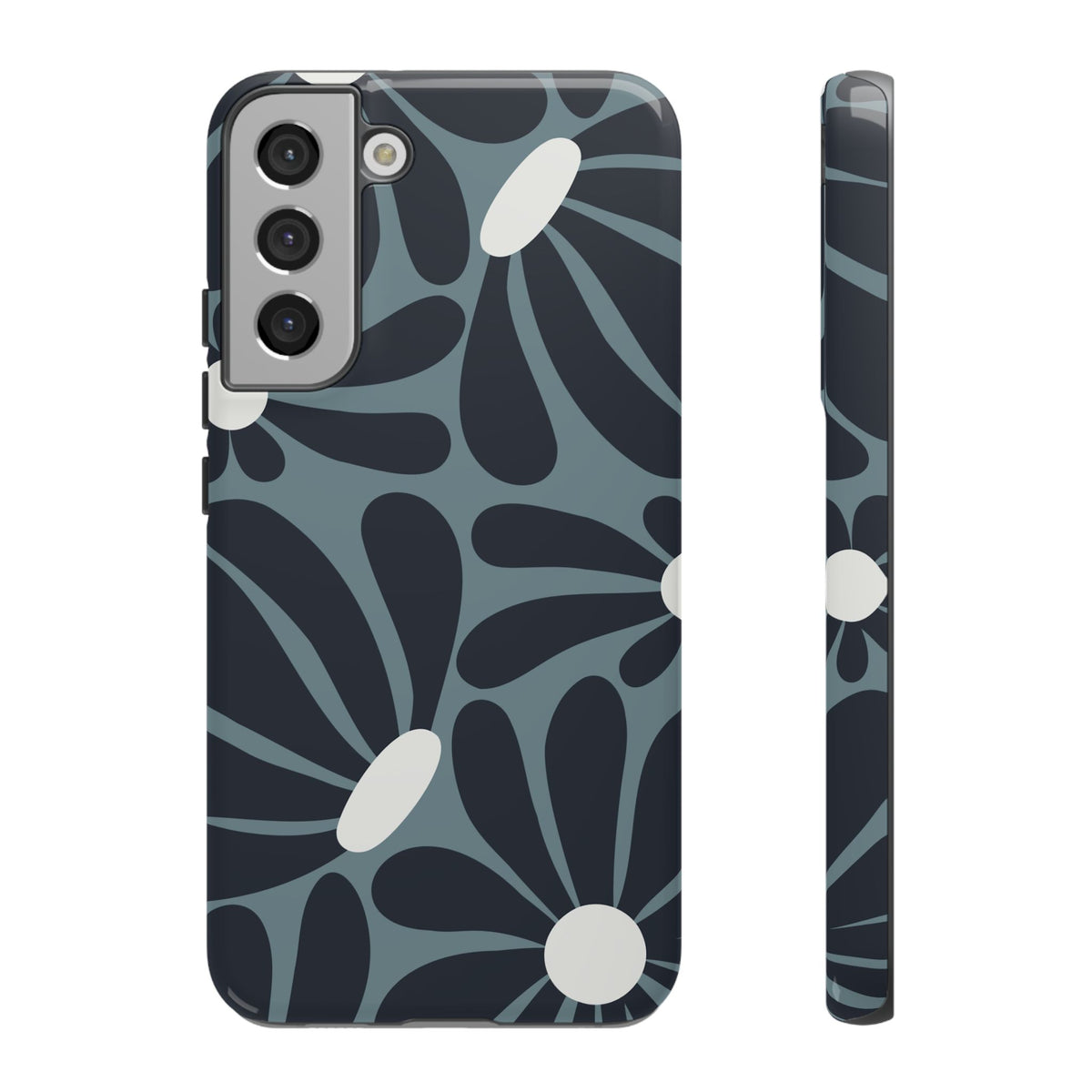Retro Navy Blue & White Daisy Pattern Phone Case - Blue Phone Case - Samsung Galaxy S22 Plus / Glossy