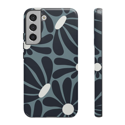 Retro Navy Blue & White Daisy Pattern Phone Case - Blue Phone Case - Samsung Galaxy S22 Plus / Glossy