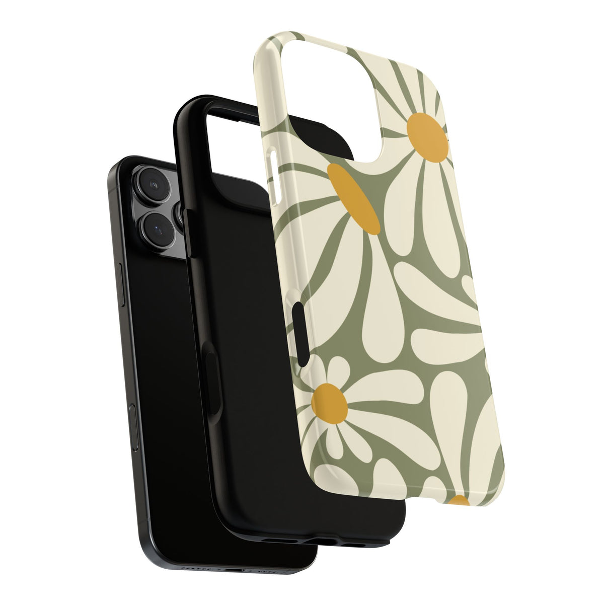 Retro Green Daisy Pattern #1 Phone Case - Green Phone Case