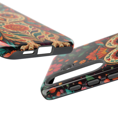 Vibrant Terracotta and Teal Calavera Owl Phone Case - Multicolor Phone Case