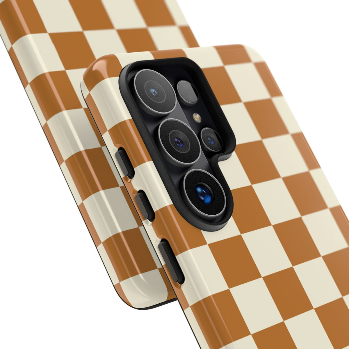 Orange & White Checked Pattern Phone Case - Orange Phone Case