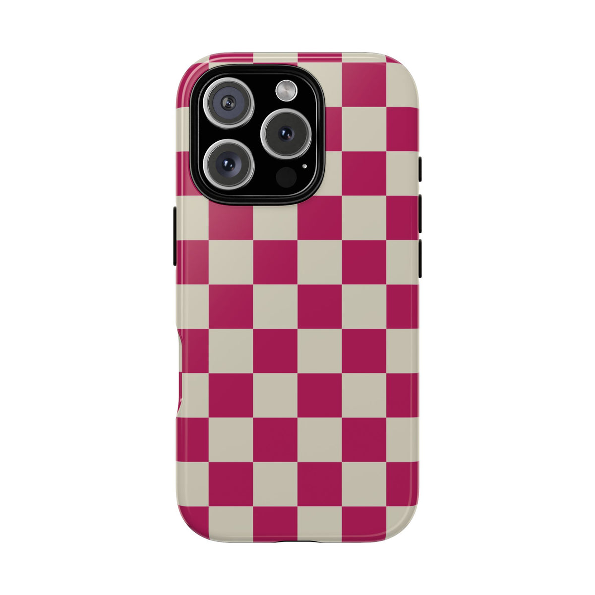 Pink & White Checked Pattern Phone Case - Pink Phone Case - iPhone 16 Pro / Glossy