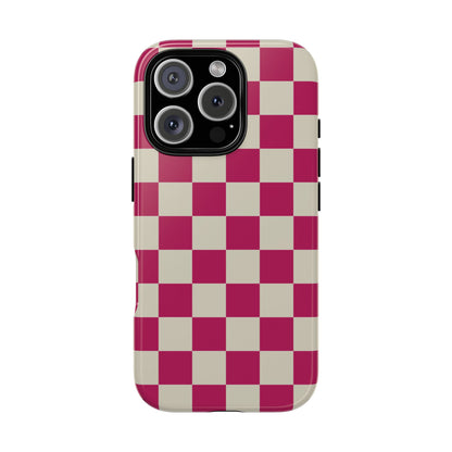 Pink & White Checked Pattern Phone Case - Pink Phone Case - iPhone 16 Pro / Glossy