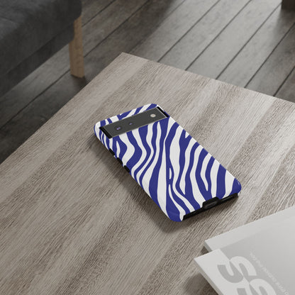 Modern Electric Blue Zebra Print Phone Case