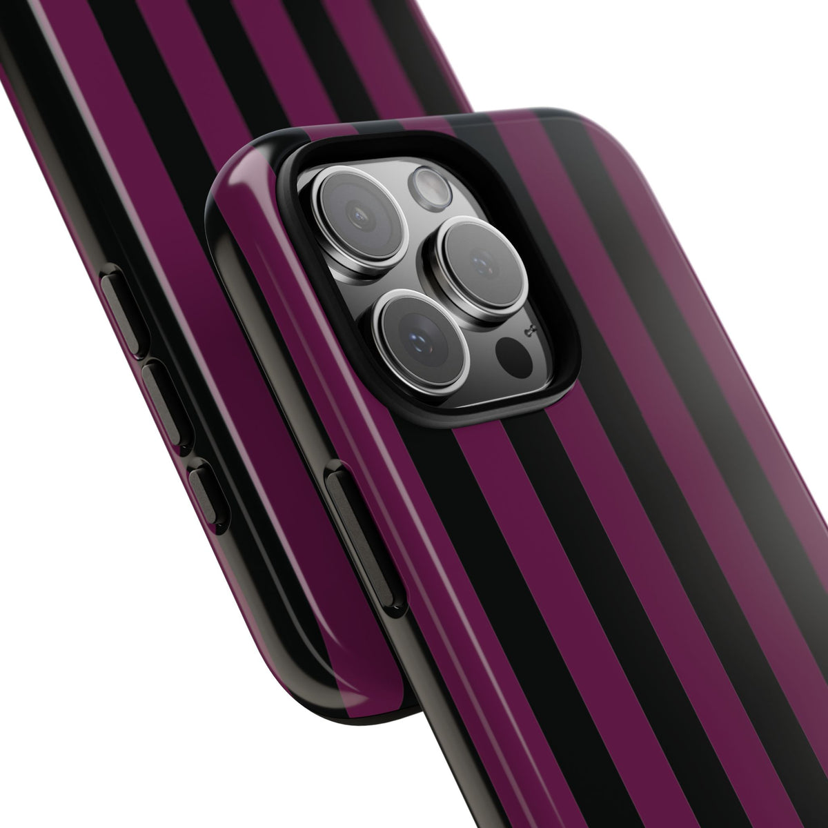 Trendy Plum & Black Stripe Pattern Phone Case - Purple Phone Case