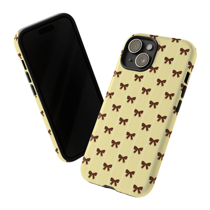 Retro Chocolate Brown Bow Pattern Phone Case