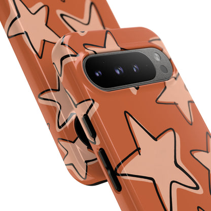 Burnt Orange Doodle Star Phone Case