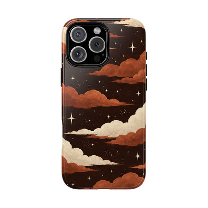 Illustrated Burnt Orange Clouds & Stars Phone Case