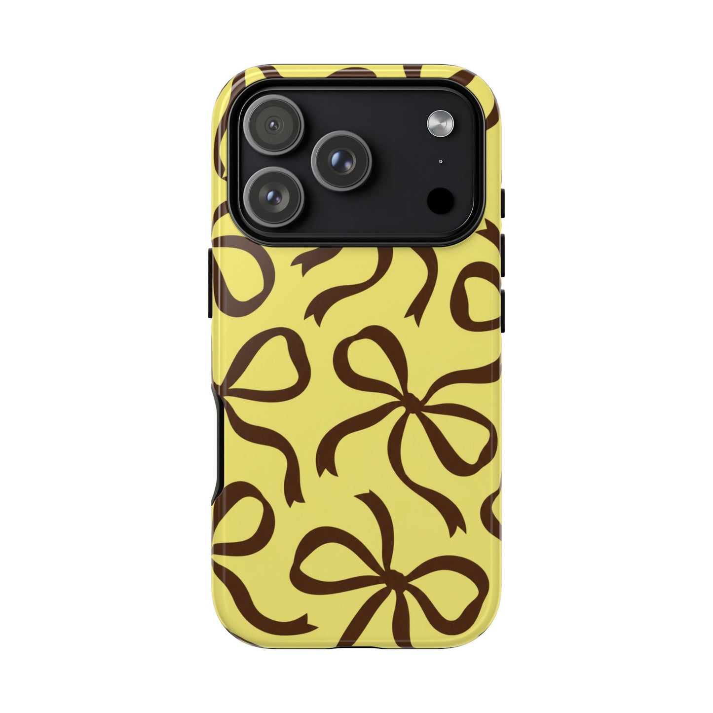 Bold Butter Yellow and Chocolate Brown Bow Pattern Phone Case