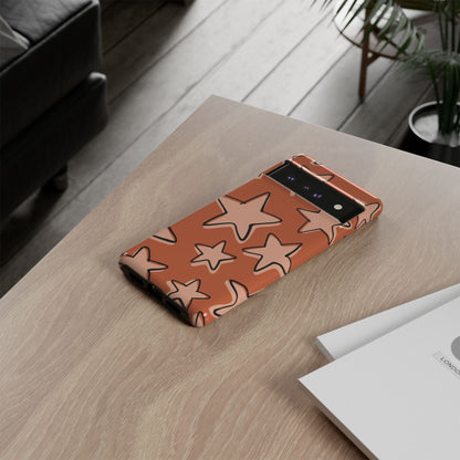 Burnt Orange Doodle Star Phone Case