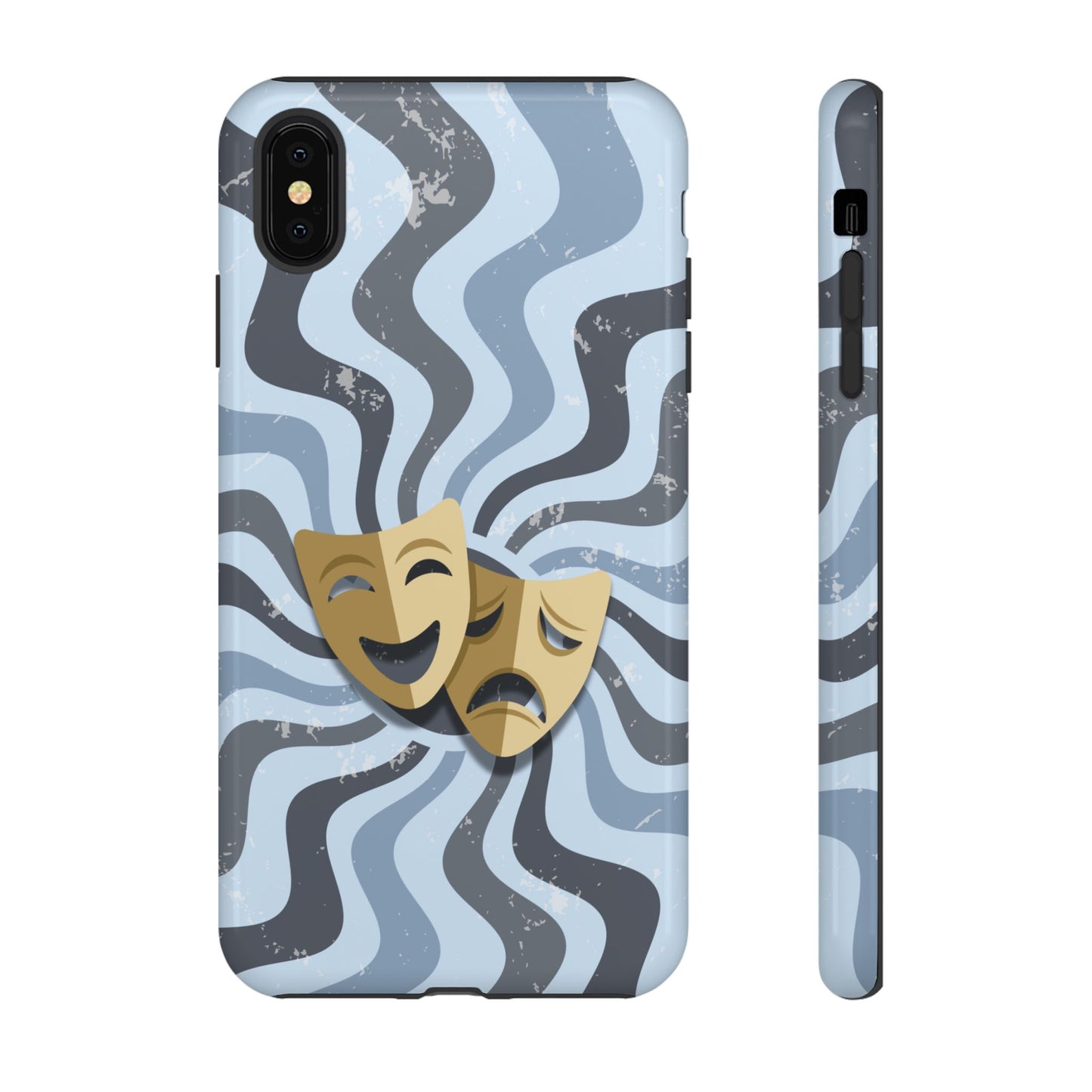 Comedy & Tragedy Masks – Blue Minimal Retro Wave Phone Case - Blue Phone Case - iPhone XS MAX / Glossy