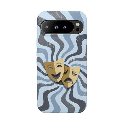 Comedy & Tragedy Masks – Blue Minimal Retro Wave Phone Case - Blue Phone Case - Google Pixel 9 Pro XL / Glossy