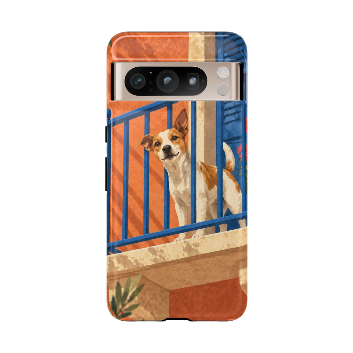 Jack Russell Terrier Balcony Busybody Phone Case - Multicolor Phone Case - Google Pixel 8 Pro / Glossy