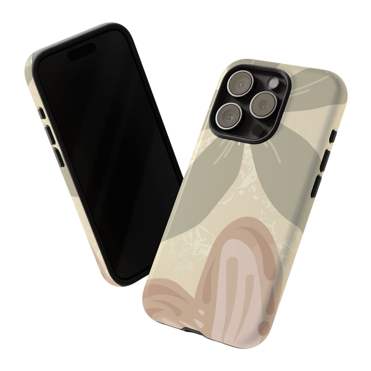 Hibiscus Heart Pattern Phone Case - Beige Phone Case