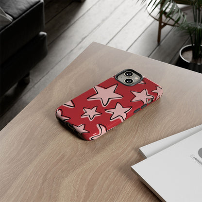 Cherry Red Doodle Star Phone Case