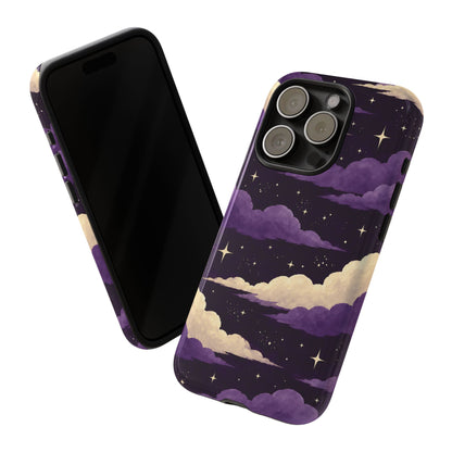 Illustrated Purple Clouds & Stars Phone Case