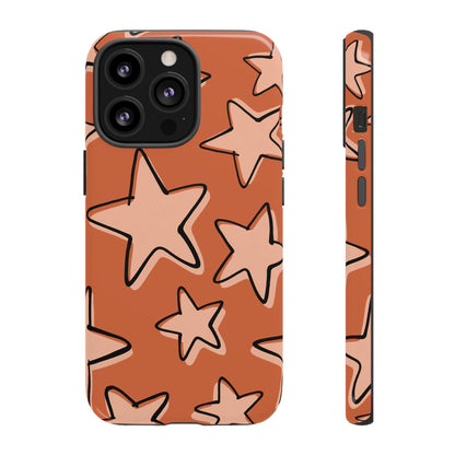 Burnt Orange Doodle Star Phone Case