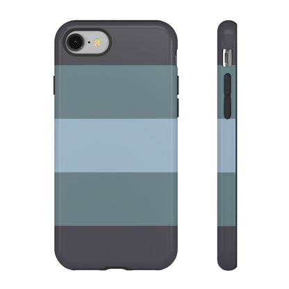 iPhone 8 / Glossy Phone Case - Shades of Blue Horizontal Stripe Pattern Phone Case
