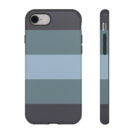 iPhone 8 / Glossy Phone Case - Shades of Blue Horizontal Stripe Pattern Phone Case
