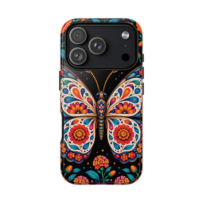 Vibrant Orange and Turquoise Calavera Butterfly Phone Case - Multicolor Phone Case - iPhone 17 Pro / Glossy