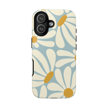 Retro Light Blue Daisy Pattern Phone Case - Blue Phone Case - iPhone 17 / Glossy