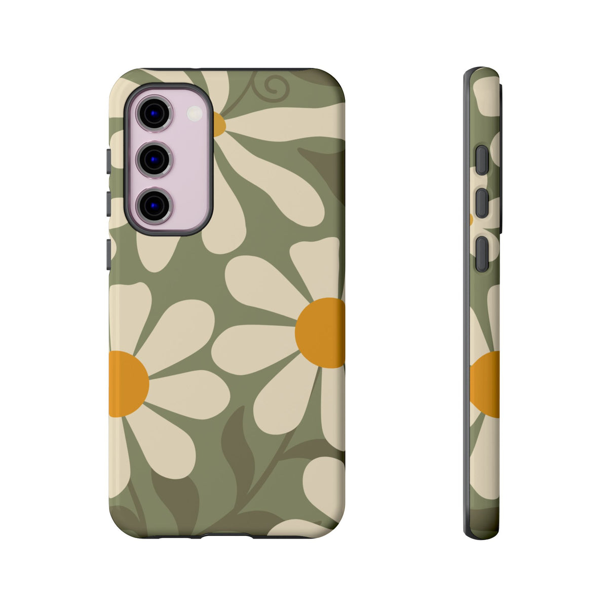 Retro Green Daisy Pattern #2 Phone Case - Green Phone Case - Samsung Galaxy S23 Plus / Glossy