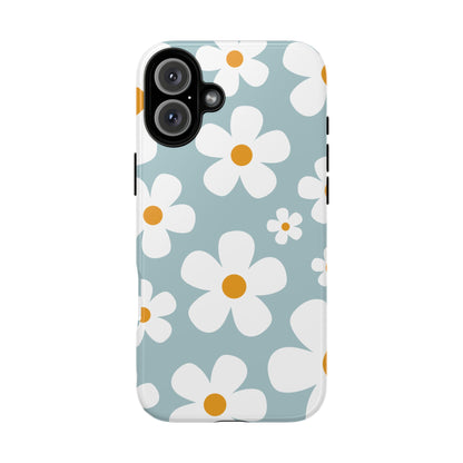 iPhone 16 Plus / Glossy Phone Case - ’Blue Daisy Pattern’ Phone Case