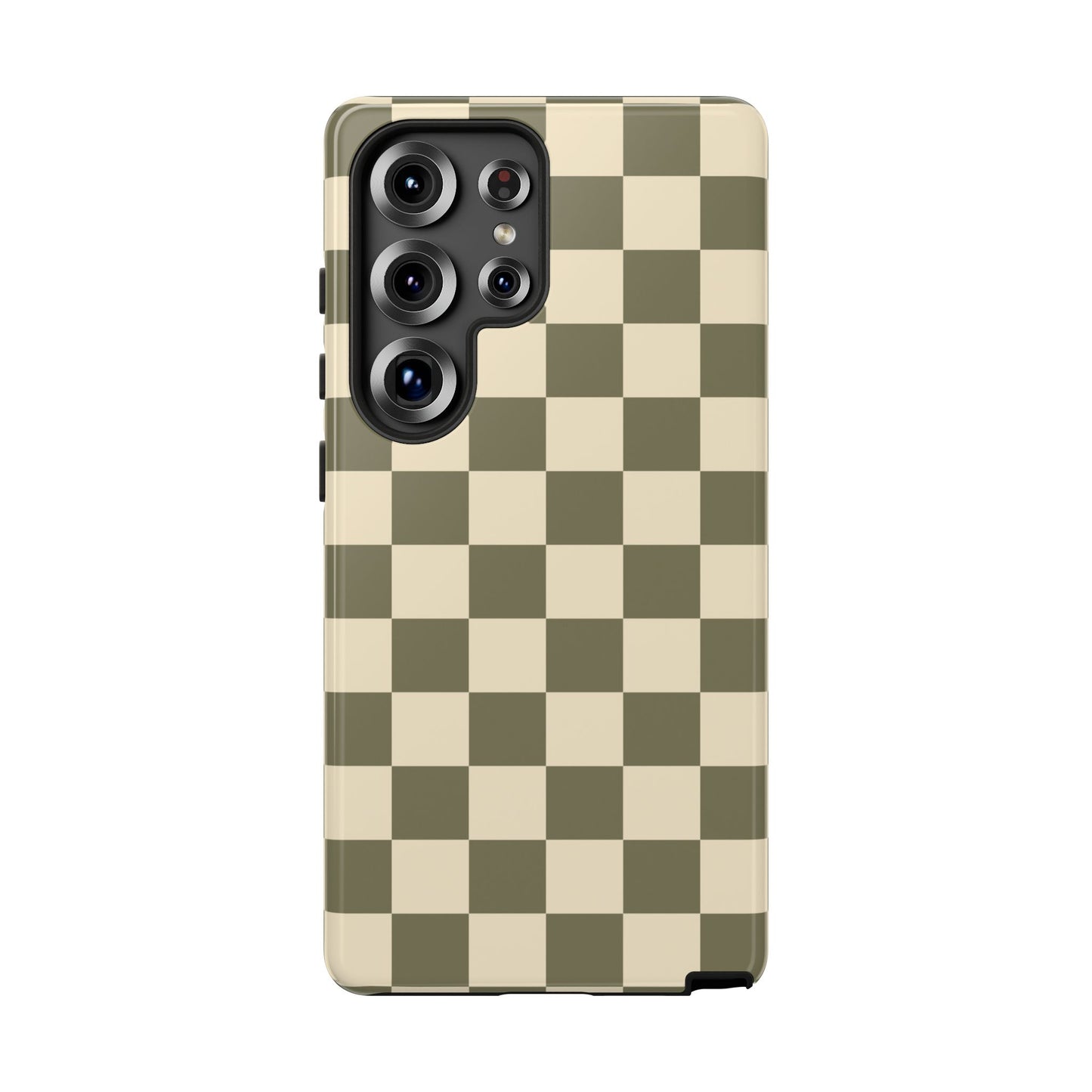 Samsung Galaxy S25 Ultra / Glossy Phone Case - ’Green Checkered Pattern’ Phone Case