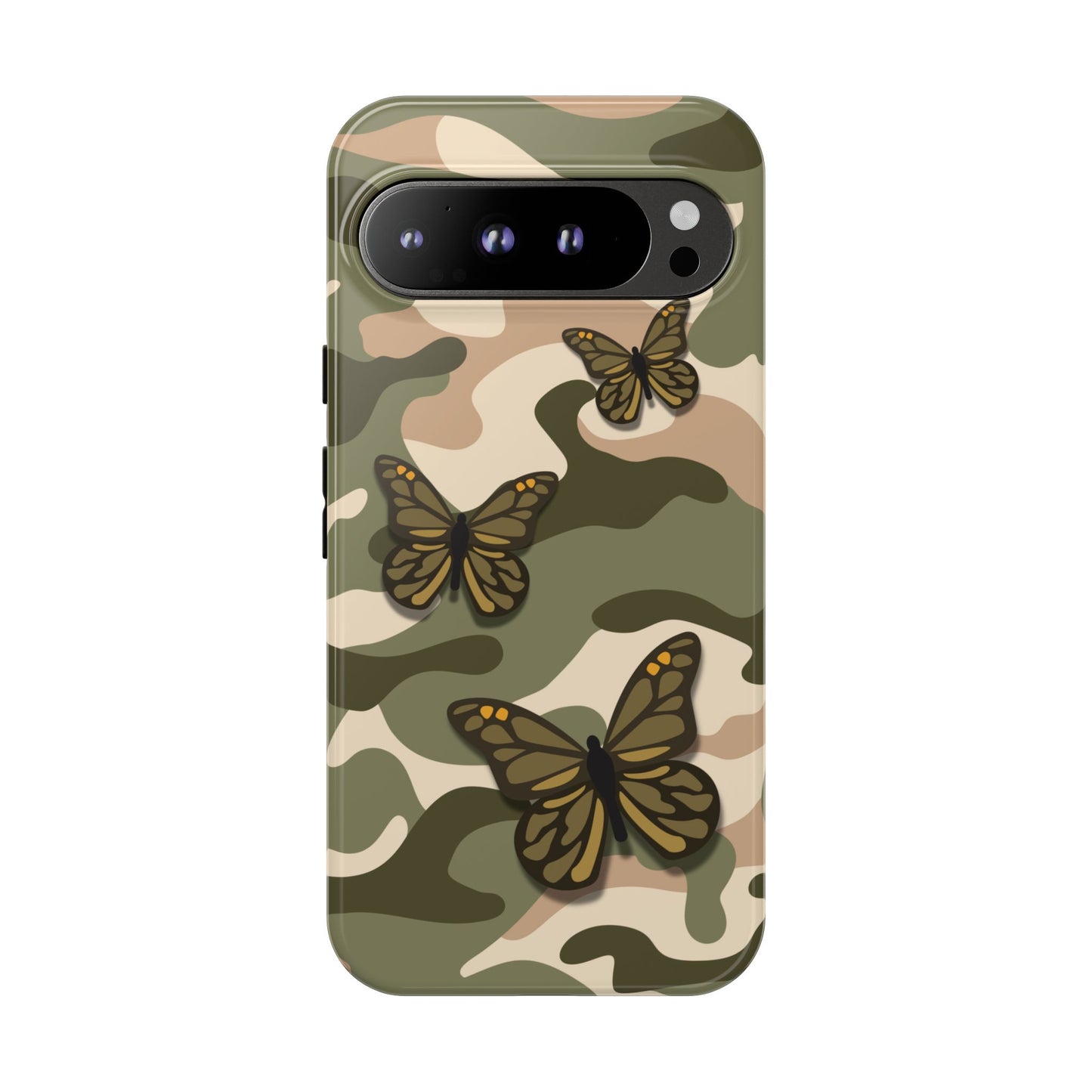 Google Pixel 9 Pro XL / Glossy Phone Case - Green Butterfly Camo Phone Case