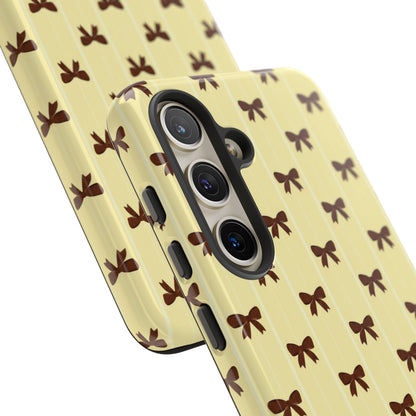 Retro Chocolate Brown Bow Pattern Phone Case