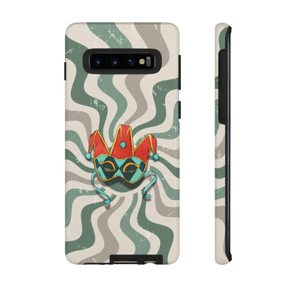 Samsung Galaxy S10 / Glossy Phone Case - Venetian Jester Mask – Green Retro Soft Revival Phone Case