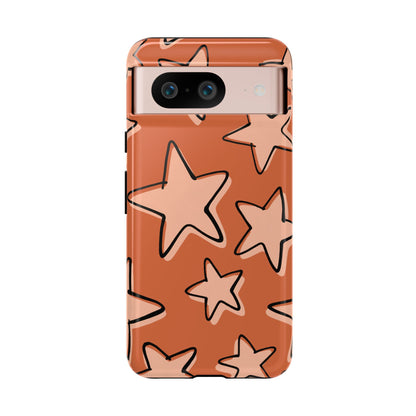 Burnt Orange Doodle Star Phone Case