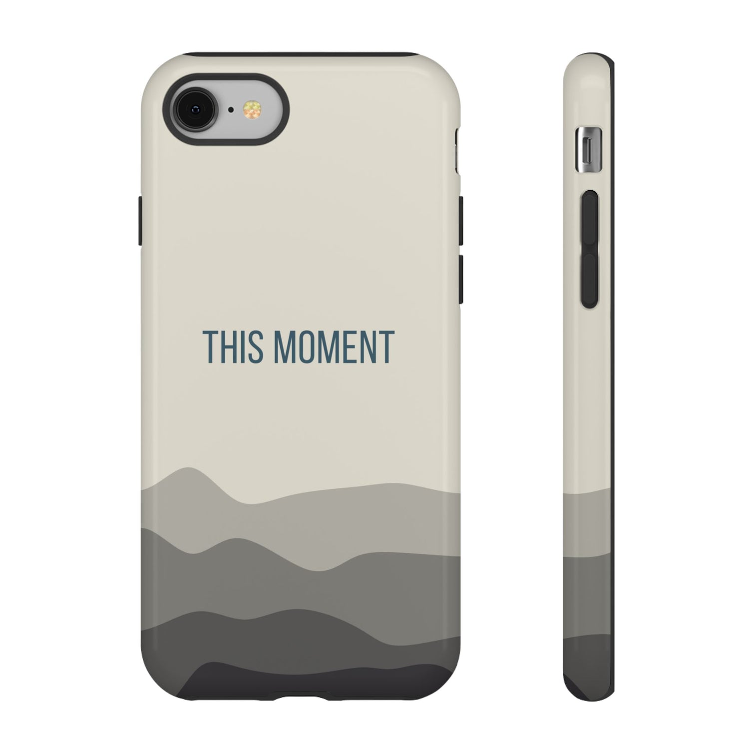 iPhone 8 / Glossy Phone Case - Minimalist Cream Waves ’This Moment’ Statement Phone Case