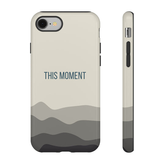 iPhone 8 / Glossy Phone Case - Minimalist Cream Waves ’This Moment’ Statement Phone Case