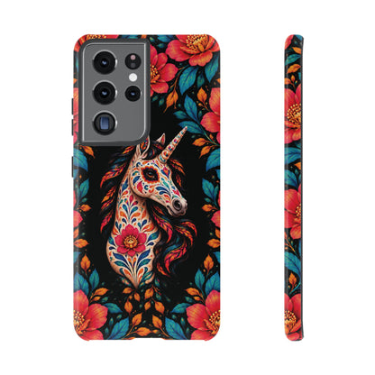 Elegant Pink and Turquoise Calavera Unicorn Phone Case - Phone Case - Samsung Galaxy S21 Ultra / Glossy
