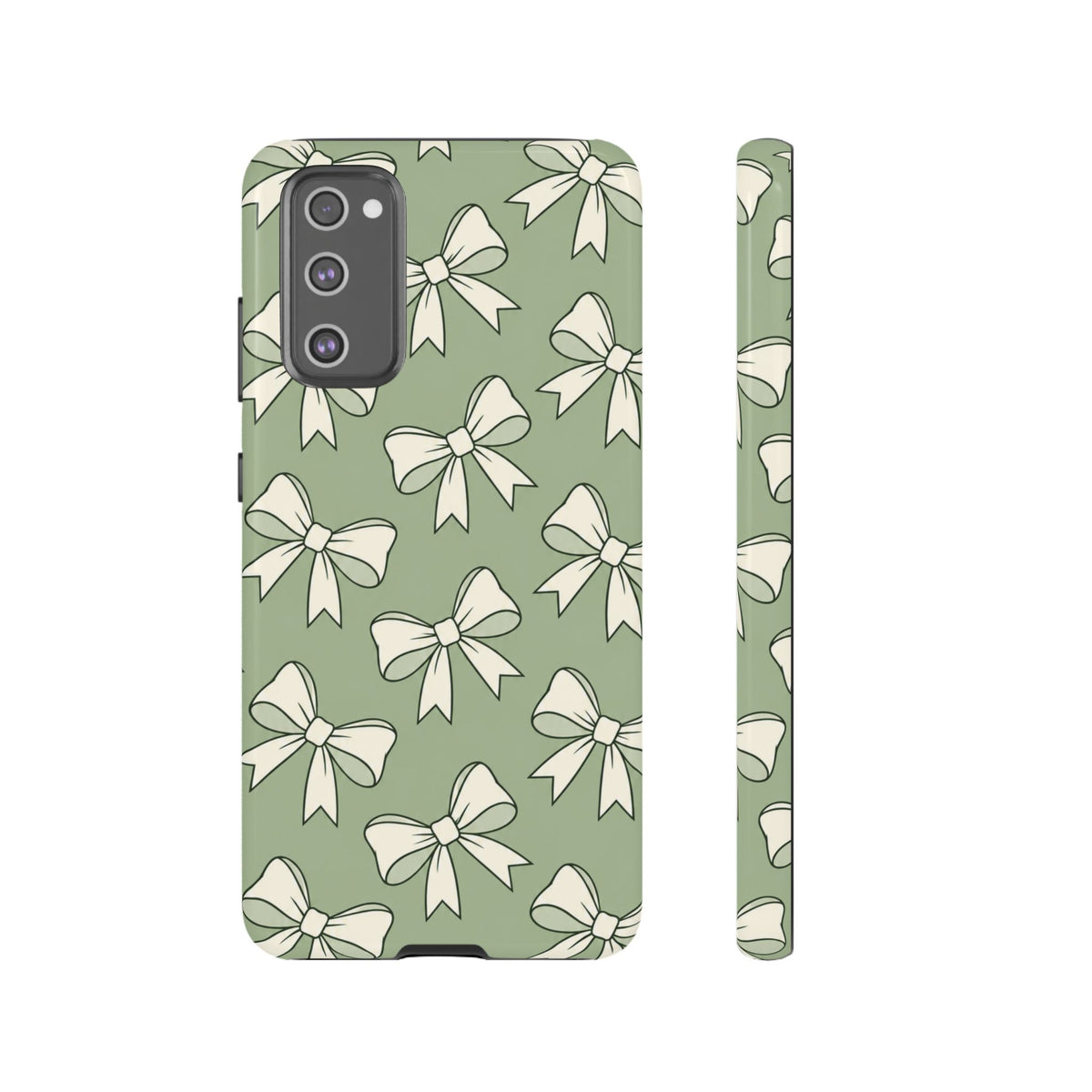 Chic Sage Green Bow Pattern Phone Case