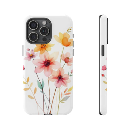 iPhone 15 Pro Max / Glossy Phone Case - Boho Chic Watercolour Blooms Design Phone Case