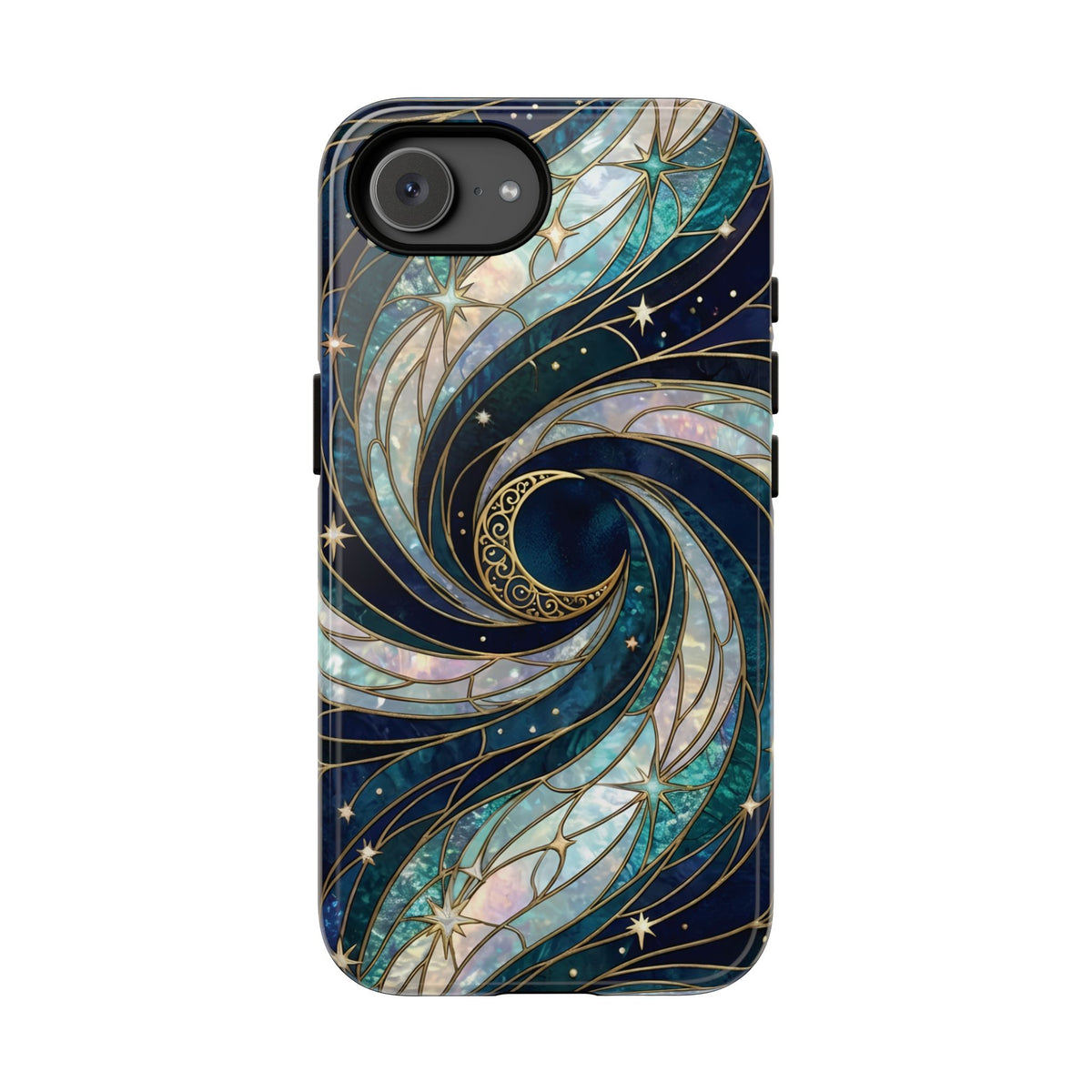 Elegant Navy & Teal Celestial Swirl Phone Case - Blue Phone Case - iPhone 17e / Glossy