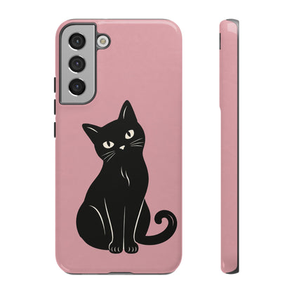 Minimalist Blush Pink & Black Cat Phone Case