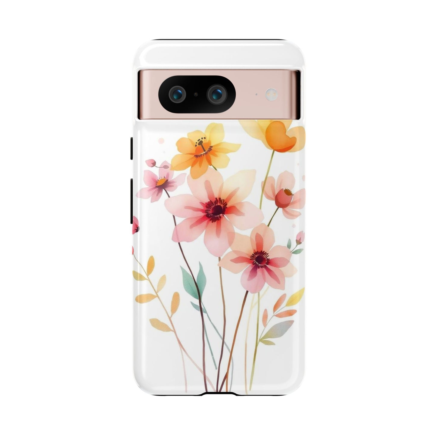 Google Pixel 8 / Glossy Phone Case - Boho Chic Watercolour Blooms Design Phone Case