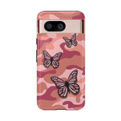Google Pixel 8 / Glossy Phone Case - Pink Butterfly Camo Phone Case