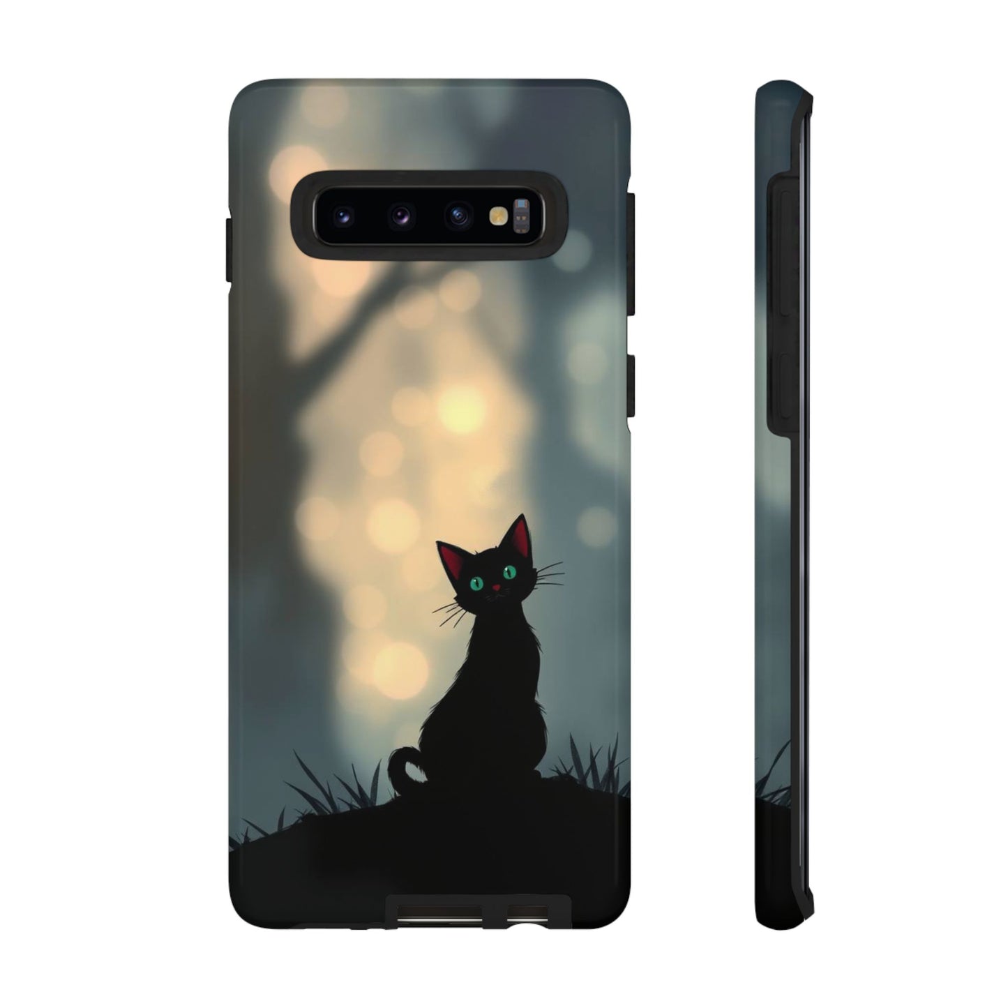 Samsung Galaxy S10 / Glossy Phone Case - Gothic Cat Design Phone Case