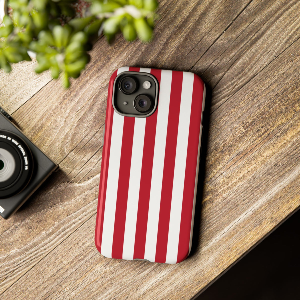 Simple Dark Pink & White Stripe Pattern Phone Case - Pink Phone Case